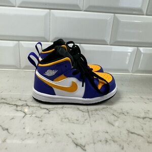 Nike Kids Sneakers - Purple, Yellow, and White